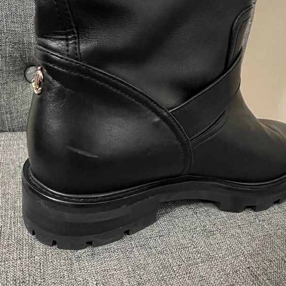 Jimmy Choo Youth II black smooth leather biker boots - Picture 10 of 12